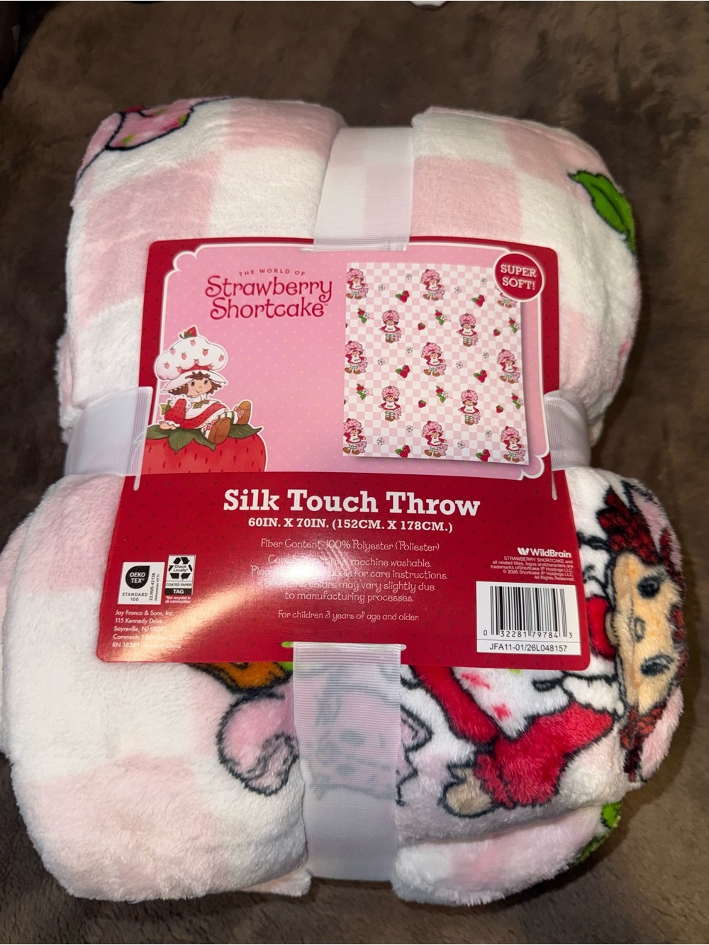 Strawberry shortcake gingham Pink Blanket 60x70